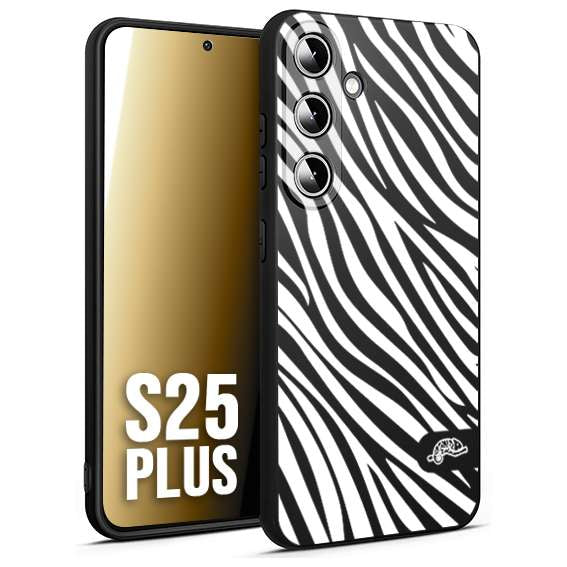 CUSTOMIZZA - Custodia cover nera morbida in tpu compatibile per Samsung S25 PLUS zebrata maculata a rilievo soft touch donna bianca