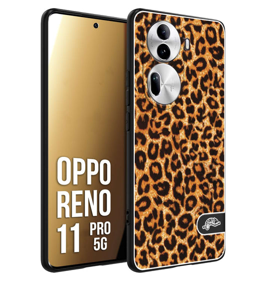 CUSTOMIZZA - Custodia cover nera morbida in tpu compatibile per Oppo Reno 11 PRO 5G leopardato maculato donna marrone leopard brown