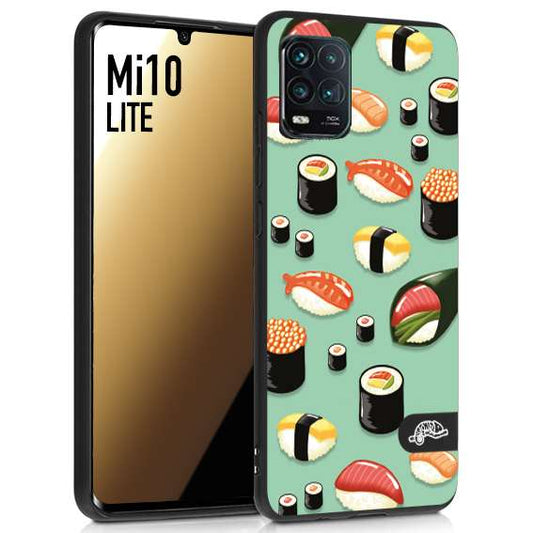 CUSTOMIZZA - Custodia cover nera morbida in tpu compatibile per Xiaomi Mi 10 LITE sushi disegni giapponese nighiri acquamarina verde