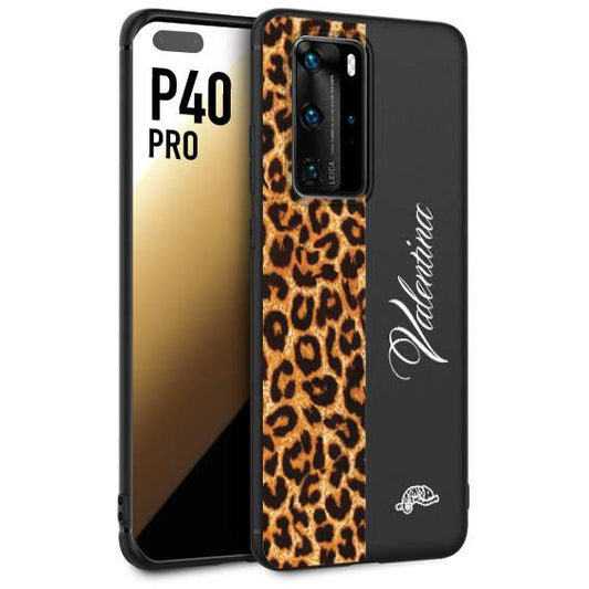 CUSTOMIZZA - Custodia cover nera morbida in tpu compatibile per Huawei P40 PRO custom nome scritta leopardato maculato donna marrone leopard