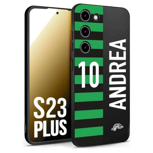 CUSTOMIZZA - Custodia cover nera morbida in tpu compatibile per Samsung S23 PLUS personalizzata calcio football nome e numero calciatori neroverde