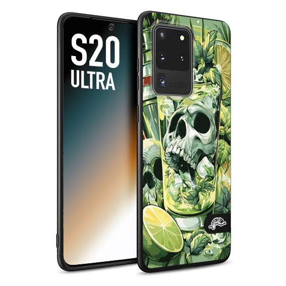 CUSTOMIZZA - Custodia cover nera morbida in tpu compatibile per Samsung S20 ULTRA Mojito cocktail teschio illustrazione drink lime menta ghiacci tropicale street art