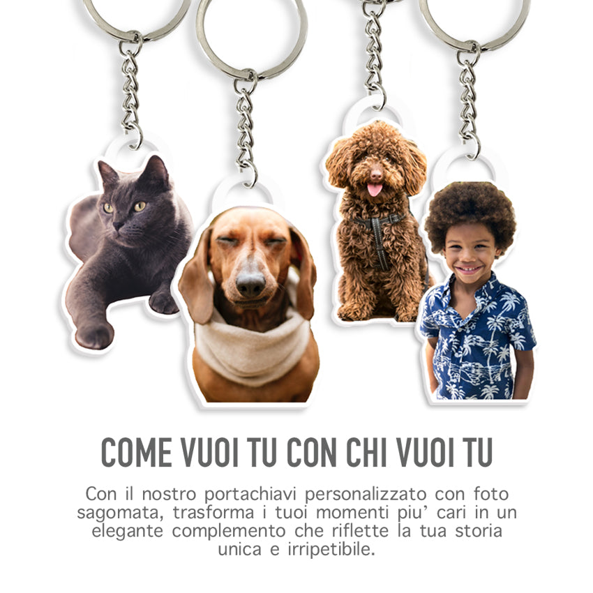 CUSTOMIZZA - Portachiavi con foto a colori in legno bianco personalizzato idea regalo speciale per la tua famiglia e amici