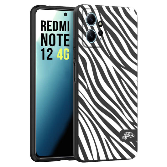 CUSTOMIZZA - Custodia cover nera morbida in tpu compatibile per Xiaomi Redmi Note 12 4G zebrata maculata a rilievo soft touch donna bianca