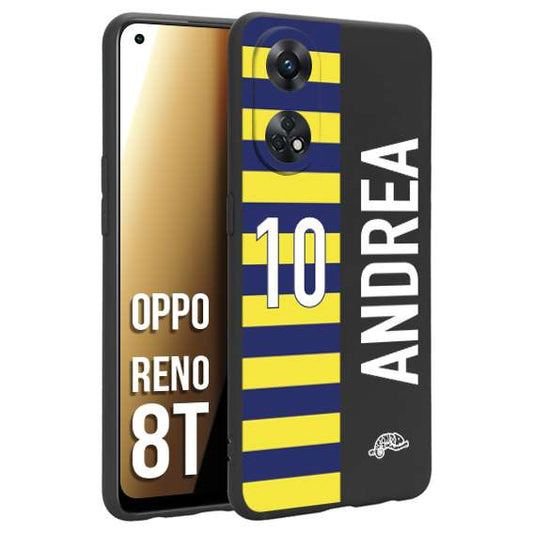 CUSTOMIZZA - Custodia cover nera morbida in tpu compatibile per Oppo Reno 8T personalizzata calcio football nome e numero calciatori giallo blu