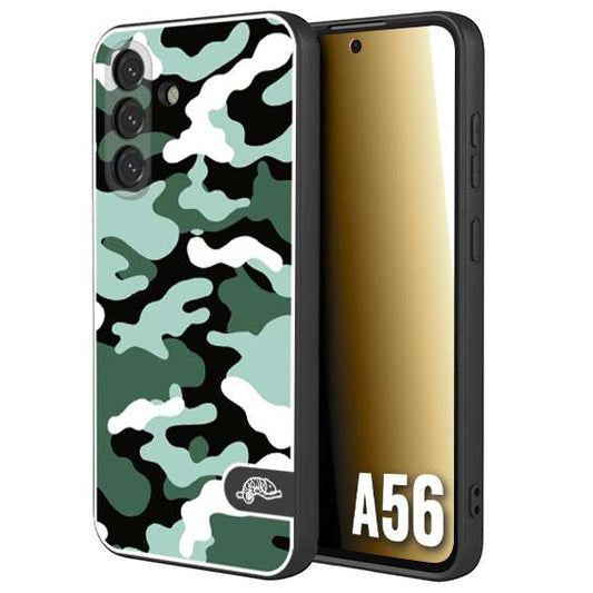 CUSTOMIZZA - Custodia cover nera morbida in tpu compatibile per Samsung A56 5G camouflage mimetico militare verde green