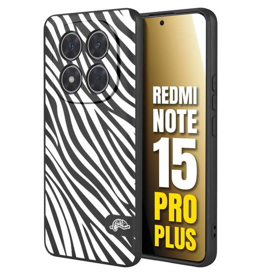 CUSTOMIZZA - Custodia cover nera morbida in tpu compatibile per Xiaomi Redmi Note 15 PRO PLUS zebrata maculata a rilievo soft touch donna bianca