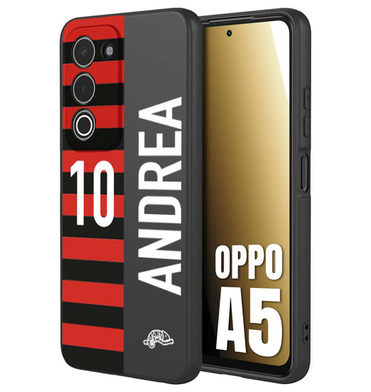 CUSTOMIZZA - Custodia cover nera morbida in tpu compatibile per Oppo A5 personalizzata calcio football nome e numero calciatori rossonera
