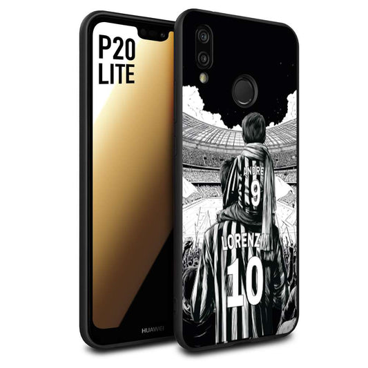 CUSTOMIZZA - Custodia cover nera morbida in tpu compatibile per Huawei P20 LITE personalizzata calcio football nome e numero calciatori bianconeri bianca e nera