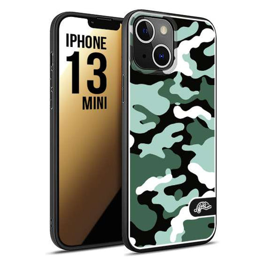 CUSTOMIZZA - Custodia cover nera morbida in tpu compatibile per iPhone 13 MINI camouflage mimetico militare verde green