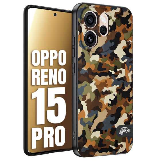 CUSTOMIZZA - Custodia cover nera morbida in tpu compatibile per Oppo Reno 15 PRO camouflage mimetico militare moderno blu marrone beige