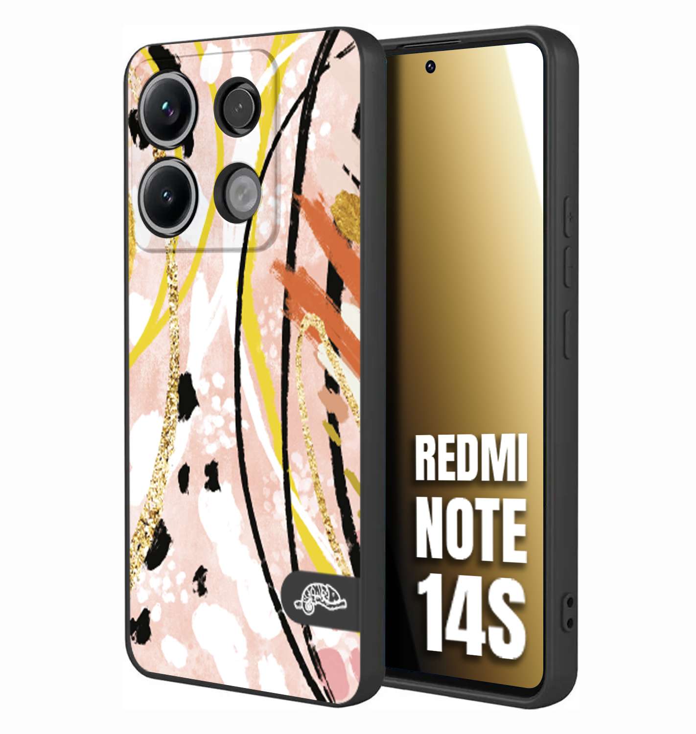 CUSTOMIZZA - Custodia cover nera morbida in tpu compatibile per Xiaomi Redmi Note 14S fiori astratti donna zebrato leopardato fantasia dorata gialla rosa colorata