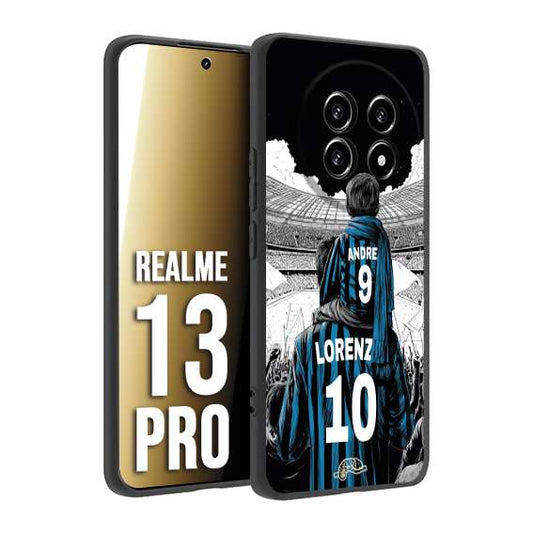 CUSTOMIZZA - Custodia cover nera morbida in tpu compatibile per Realme 13 PRO personalizzata calcio football padre e figlio calciatori nerazzurra