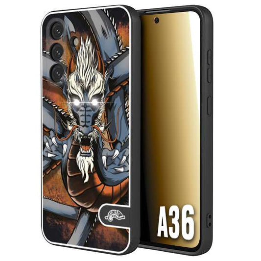 CUSTOMIZZA - Custodia cover nera morbida in tpu compatibile per Samsung A36 drago giapponese tattoo japan dragon