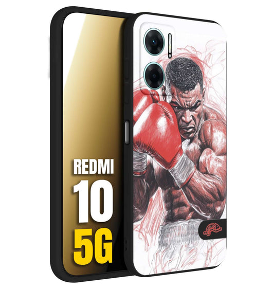 CUSTOMIZZA - Custodia cover nera morbida in tpu compatibile per Xiaomi Redmi 10 5G pugilato pugili disegno tattoo guantoni boxer pesi massimi iron mike