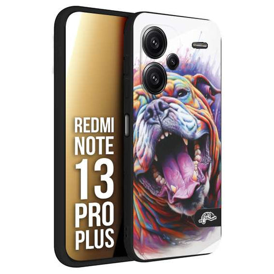 CUSTOMIZZA - Custodia cover nera morbida in tpu compatibile per Xiaomi Redmi Note 13 PRO PLUS animali color bulldog cane dog colori vibranti disegnato schizzo