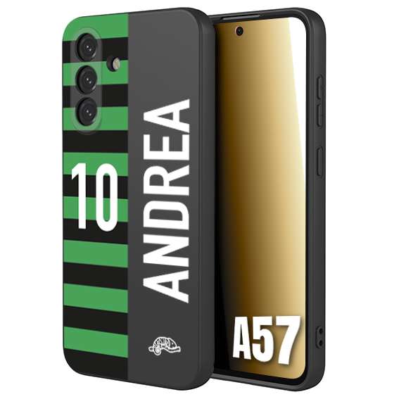 CUSTOMIZZA - Custodia cover nera morbida in tpu compatibile per Samsung A57 personalizzata calcio football nome e numero calciatori neroverde