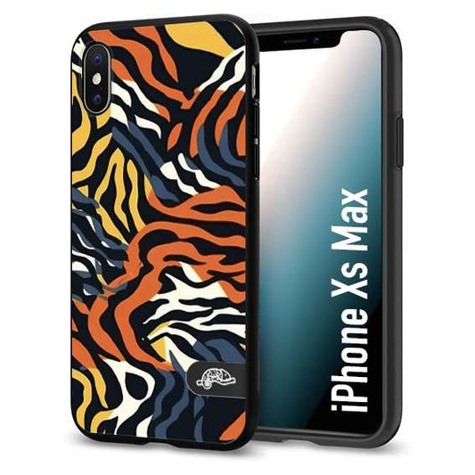 CUSTOMIZZA - Custodia cover nera morbida in tpu compatibile per iPhone XS MAX leopardato maculato tigrato tiger colorata gialla blu arancio