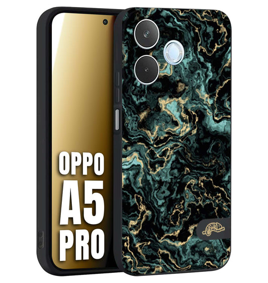 CUSTOMIZZA - Custodia cover nera morbida in tpu compatibile per Oppo A5 PRO effetto marmo marble verde green venature dorato pietra