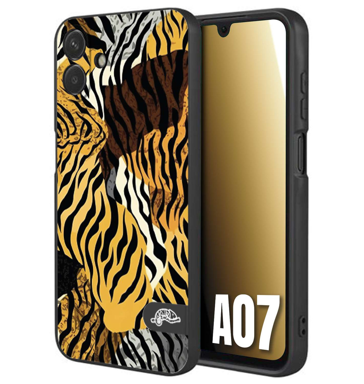 CUSTOMIZZA - Custodia cover nera morbida in tpu compatibile per Samsung A07 leopardato tigrato tiger colorata donna fashion estate