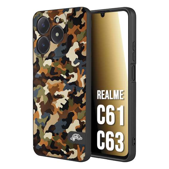 CUSTOMIZZA - Custodia cover nera morbida in tpu compatibile per Oppo C61 - C63 camouflage mimetico militare moderno blu marrone beige