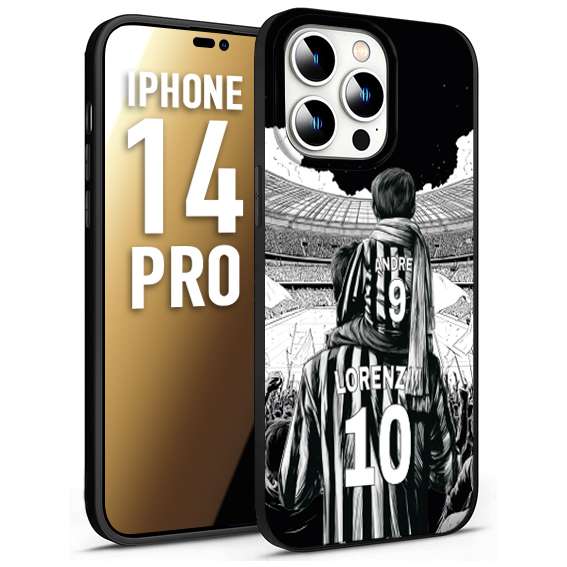 CUSTOMIZZA - Custodia cover nera morbida in tpu compatibile per iPhone 14 PRO personalizzata calcio football nome e numero calciatori bianconeri bianca e nera