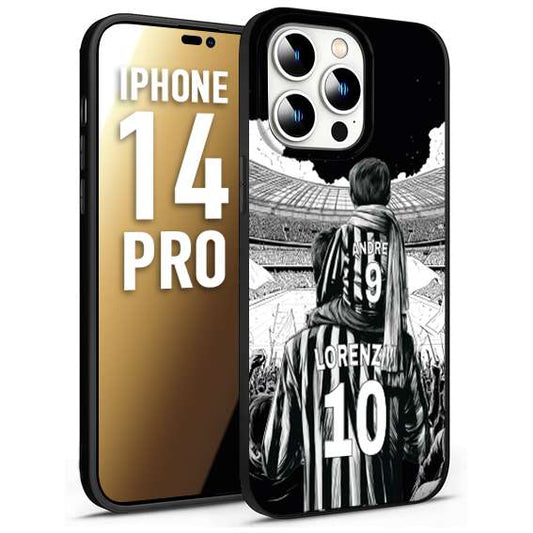 CUSTOMIZZA - Custodia cover nera morbida in tpu compatibile per iPhone 14 PRO personalizzata calcio football nome e numero calciatori bianconeri bianca e nera