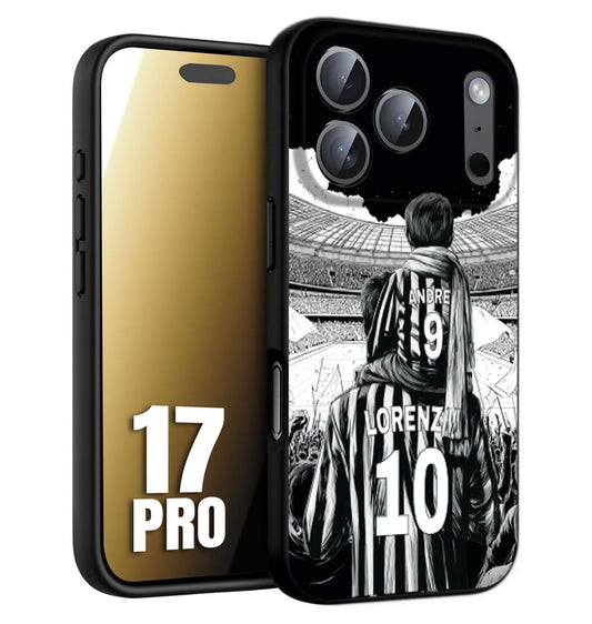 CUSTOMIZZA - Custodia cover nera morbida in tpu compatibile per iPhone 17 PRO personalizzata calcio football nome e numero calciatori bianconeri bianca e nera