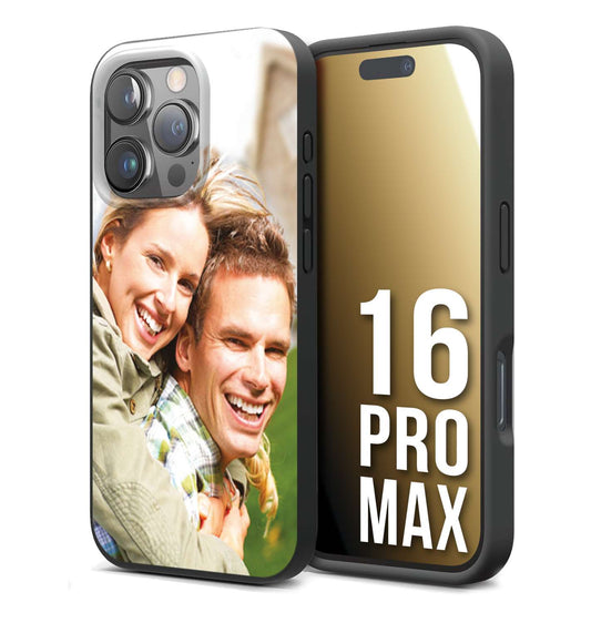 CUSTOMIZZA - Custodia cover nera morbida in tpu compatibile per iPhone 16 PRO MAX personalizzata con foto immagine scritta a piacere