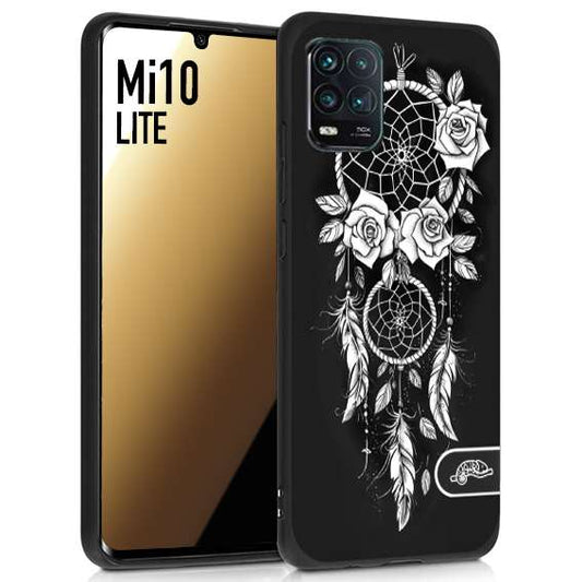 CUSTOMIZZA - Custodia cover nera morbida in tpu compatibile per Xiaomi Mi 10 LITE acchiappasogni dreamcatcher black and white bianco a rilievo disegnato tattoo tatuaggio