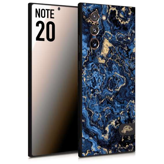 CUSTOMIZZA - Custodia cover nera morbida in tpu compatibile per Samsung NOTE 20 effetto marmo marble blu venature dorato psichedelico