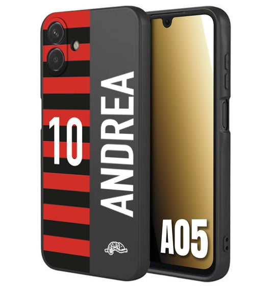 CUSTOMIZZA - Custodia cover nera morbida in tpu compatibile per Samsung A05 personalizzata calcio football nome e numero calciatori rossonera