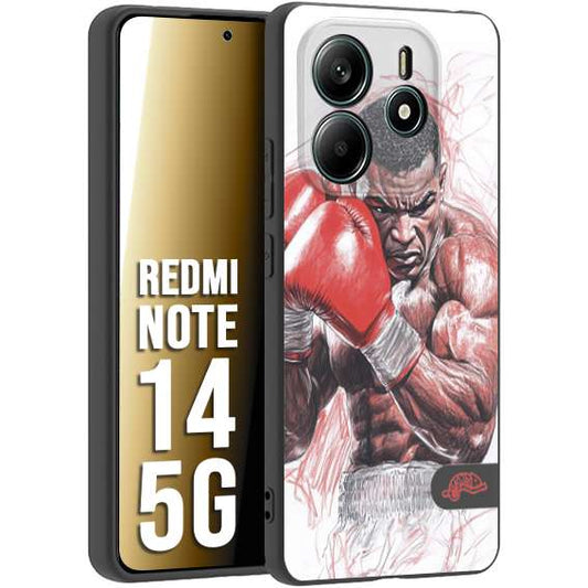 CUSTOMIZZA - Custodia cover nera morbida in tpu compatibile per Xiaomi Redmi Note 14 5G pugilato pugili disegno tattoo guantoni boxer pesi massimi iron mike