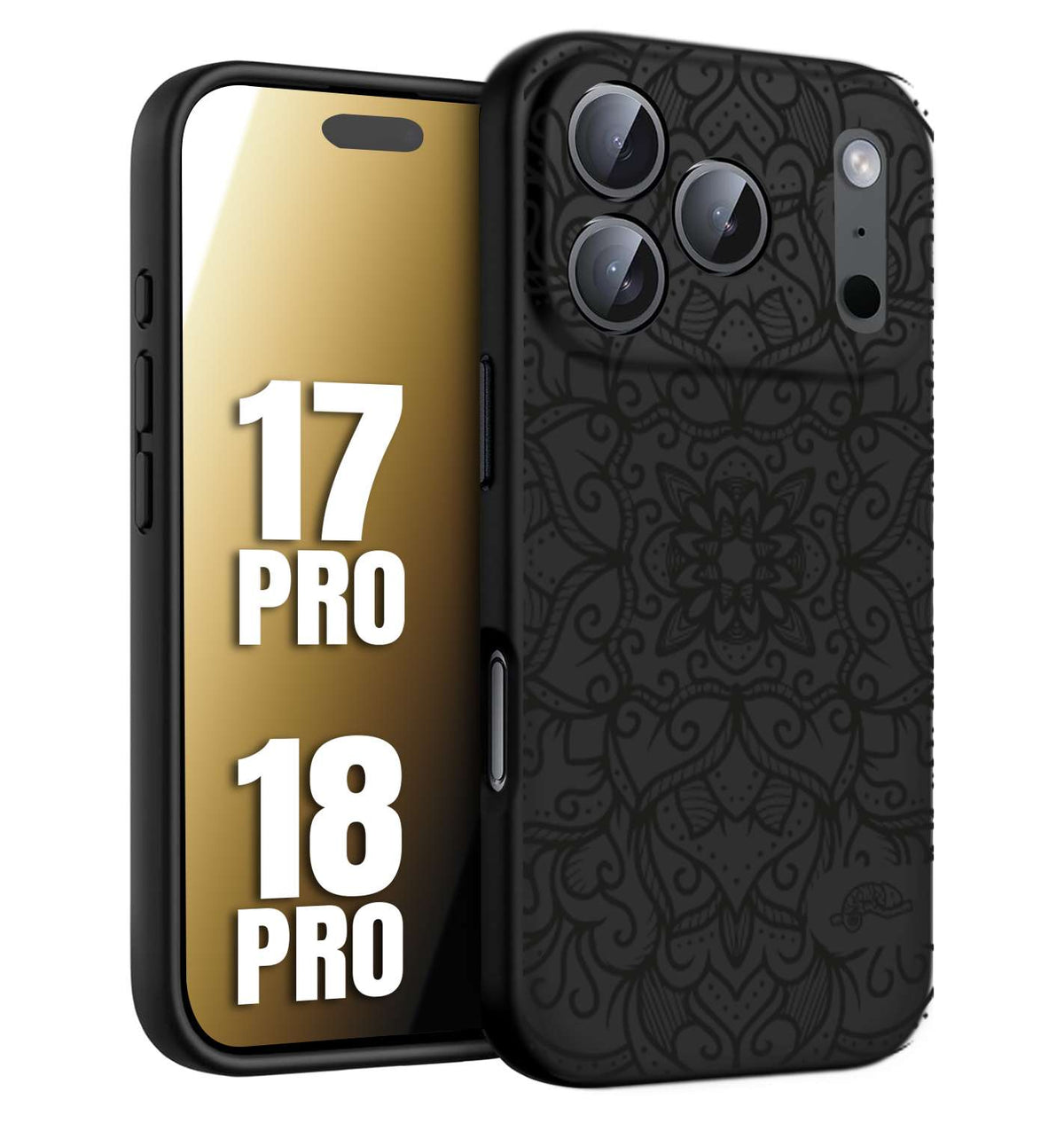 CUSTOMIZZA - Custodia cover nera morbida in tpu compatibile per iPhone 17 PRO - 18 PRO mandala nero fiore vedo non vedo donna