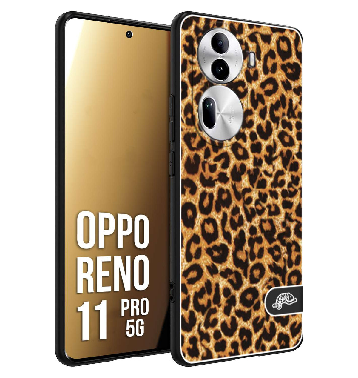 CUSTOMIZZA - Custodia cover nera morbida in tpu compatibile per Oppo Reno 11 PRO 5G leopardato maculato donna marrone leopard brown