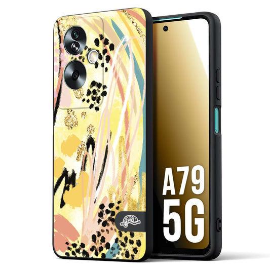 CUSTOMIZZA - Custodia cover nera morbida in tpu compatibile per Oppo A79 5G astratti donna flower fantasia estate gialla rosa leopardata