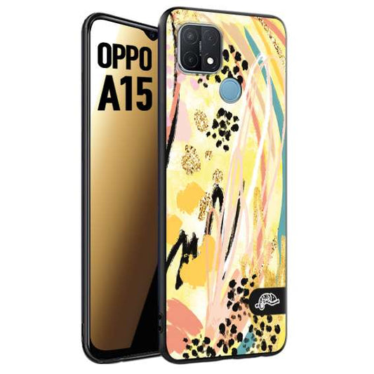 CUSTOMIZZA - Custodia cover nera morbida in tpu compatibile per Oppo A15 astratti donna flower fantasia estate gialla rosa leopardata