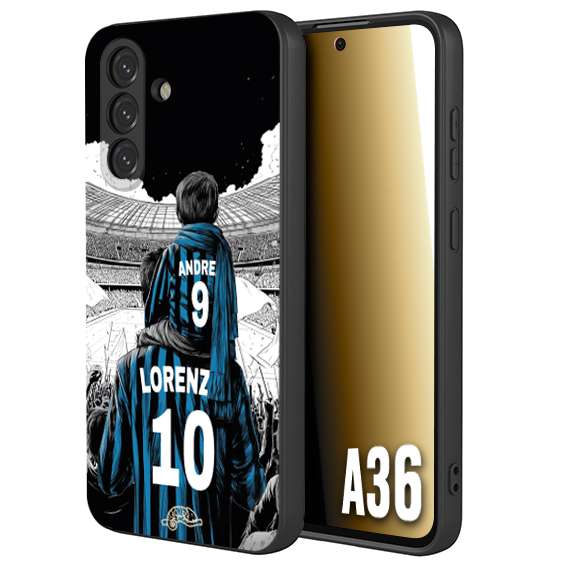CUSTOMIZZA - Custodia cover nera morbida in tpu compatibile per Samsung A36 personalizzata calcio football padre e figlio calciatori nerazzurra