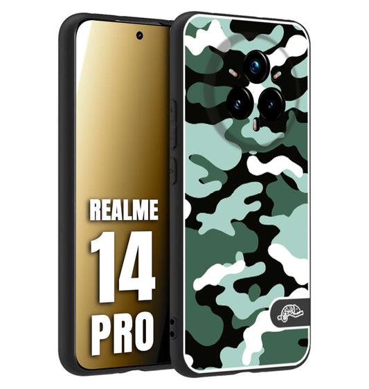 CUSTOMIZZA - Custodia cover nera morbida in tpu compatibile per Realme 14 PRO camouflage mimetico militare verde green