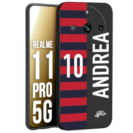 CUSTOMIZZA - Custodia cover nera morbida in tpu compatibile per Oppo Realme 11 PRO 5G personalizzata calcio football nome e numero calciatori rossoblu