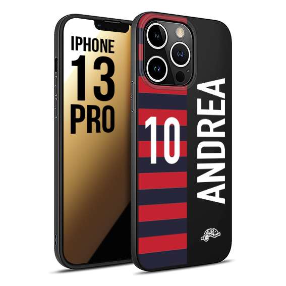 CUSTOMIZZA - Custodia cover nera morbida in tpu compatibile per iPhone 13 PRO personalizzata calcio football nome e numero calciatori rossoblu