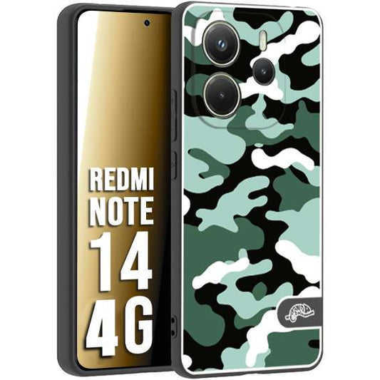 CUSTOMIZZA - Custodia cover nera morbida in tpu compatibile per Xiaomi Redmi Note 14 4G camouflage mimetico militare verde green