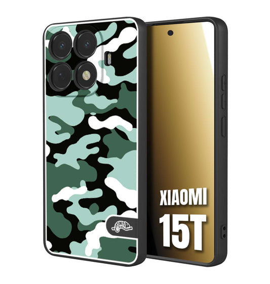 CUSTOMIZZA - Custodia cover nera morbida in tpu compatibile per Xiaomi 15T camouflage mimetico militare verde green