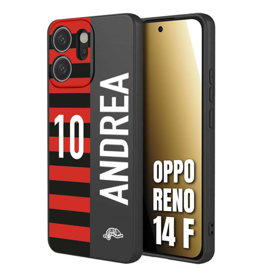 CUSTOMIZZA - Custodia cover nera morbida in tpu compatibile per Oppo Reno 14 F personalizzata calcio football nome e numero calciatori rossonera