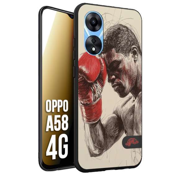 CUSTOMIZZA - Custodia cover nera morbida in tpu compatibile per Oppo A58 4G pugilato pugili disegno tattoo guantoni boxer pesi massimi