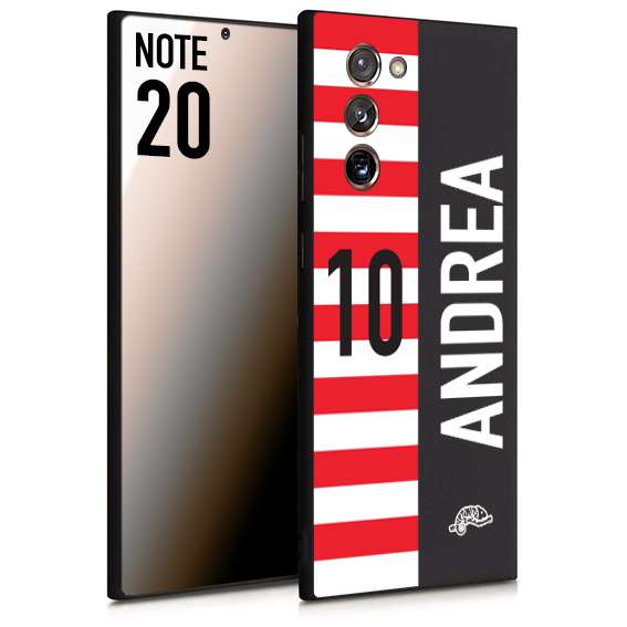 CUSTOMIZZA - Custodia cover nera morbida in tpu compatibile per Samsung NOTE 20 personalizzata calcio football nome e numero calciatori bianco rossa