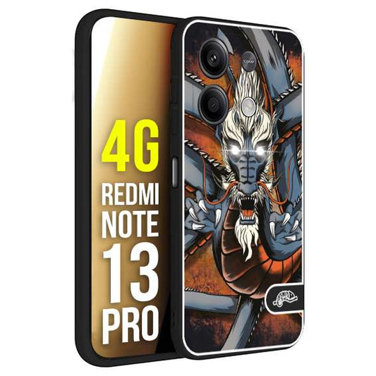 CUSTOMIZZA - Custodia cover nera morbida in tpu compatibile per Xiaomi Redmi Note 13 PRO 4G drago giapponese tattoo japan dragon