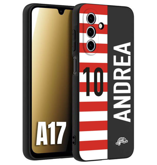 CUSTOMIZZA - Custodia cover nera morbida in tpu compatibile per Samsung A17 personalizzata calcio football nome e numero calciatori bianco rossa