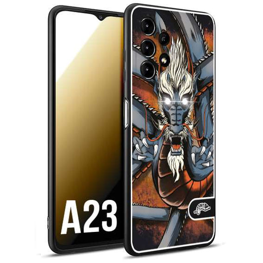 CUSTOMIZZA - Custodia cover nera morbida in tpu compatibile per Samsung A23 drago giapponese tattoo japan dragon