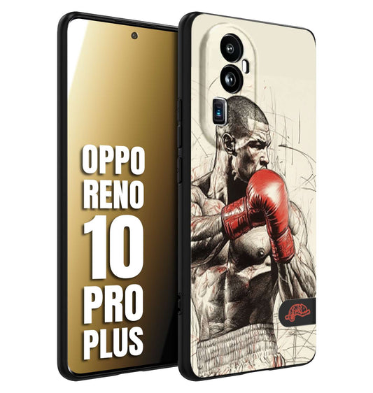 CUSTOMIZZA - Custodia cover nera morbida in tpu compatibile per Oppo Reno 10 PRO PLUS pugilato pugili disegno tattoo guantoni box sport ring